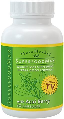 Superfood Max with Acai Berry & 13 Other Diet Foods: Weight Loss Diet Pill & Herbal Detoxify Formula - Anti-Aging Supplement