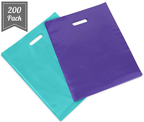 [ 200 Count, 9" X 12" ] Extra Durable Glossy Purple and Tiffany Blue Merchandise Bags, Premium Plastic Retail, Gift, Party, Shopping Bags - PackItChic - Thumbnail 4