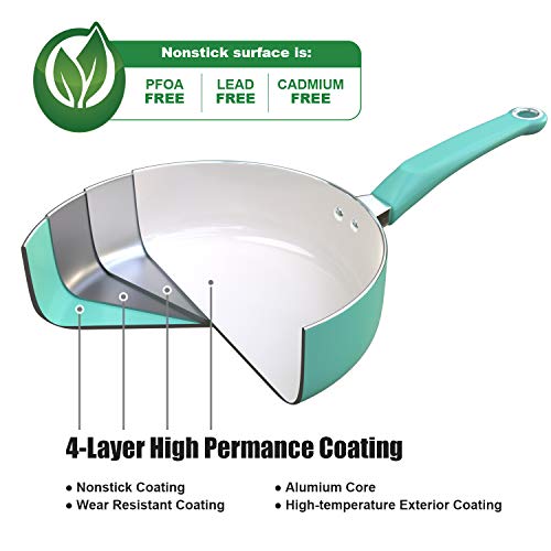 Cook Code 12 Piece NonStick Ceramic Kitchen Cookware Set, Ceramic Pots