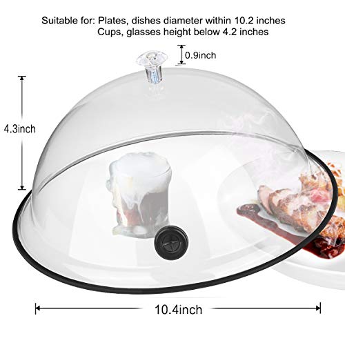 TMKEFFC Smoking Cloche Dome Cover 10 Inches Lid for Plates, Bowls and Glasses, Smoker Gun Smoking Infuser Smoke Infusion Specialized Accessory