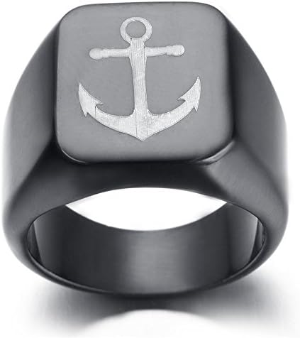 Mens Stainless Steel Ring,Black, Marine, Navy ,fashion, Popular,Square,KR2356 (8)