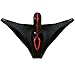 YiZYiF Mens Leather Look Bikinis Swimwear Long Pouch With Scrotum Hole Underwear Black Medium