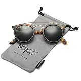 SojoS Classic Mens Womens Double Metal Bridge Round Sunglasses SJ2024 With Demi Frame/G15 Lens