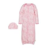 Burt's Bees Baby Baby Organic Gown and Cap Set, Waterlily Woodgrain, Single