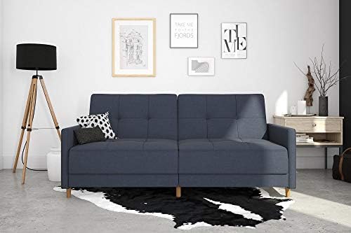 Dhp Andora Coil Futon Sofa Bed Couch With Mid Century Modern Design Navy Blue Linen Buy Online At Best Price In Uae Amazon Ae