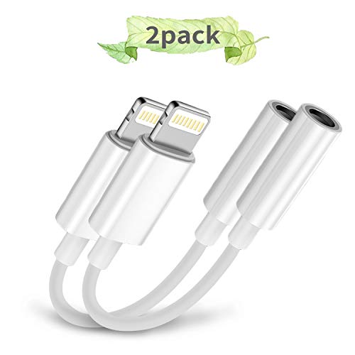 Ulimag 2 Pack Adapter Headphone Converter Cables Earphone Splitter Compatible for iPhone7/7Plus/8/8Plus/X 10 Extender Connector Stereo Music Adaptor Support iOS 10.3/11 System Accessories -White