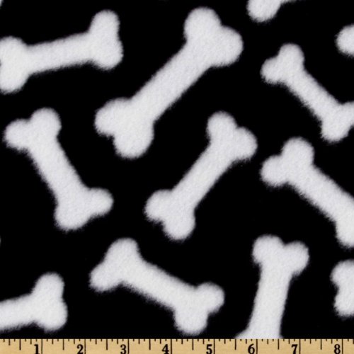 Baum WinterFleece Black Dog Bones, Fabric by the Yard