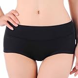 HOEREV Womens Comfort Middle Waist Bamboo Fiber Brief Panty,Black, US Size Large/ Tag Size XXL ,Pack of 3