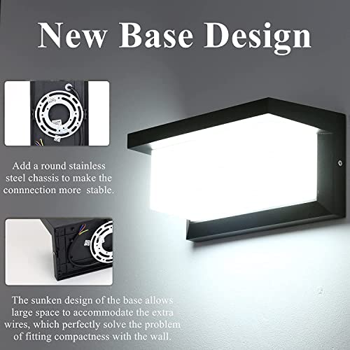LED Wall Light, IP65 Waterproof 18W Cold White 6000K Aluminum Rectangle Outdoor Wall Lamp Outdoor Lamp for Garden Front Bathroom Porch Garage