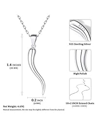 ChicSilver - Colgante de plata de ley 925 con diseño de cuerno italiano