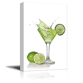 Canvas Prints Wall Art - Martini with Lime | Modern Wall Decor/Home Decoration Stretched Gallery Canvas Wrap Giclee Print. Ready to Hang - 12" x 18"