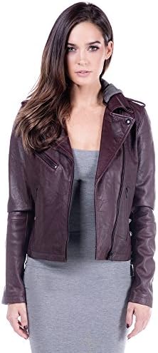 Linea Pelle Women's Washed Hooded Leather Jacket (S)
