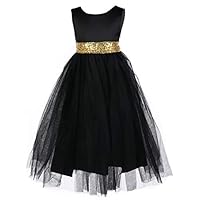 SanLai Wedding Flower Girls Sequins Dresses for Girl Pageant Party Ball Gown Dress 2t Black