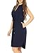 Allegra K Women's Sleeveless Drawstring Tie Waist Dress with Pockets Blue M