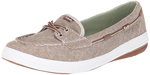 Keds Women's Glimmer Slip-On Boat Shoe,Khaki,9 M US