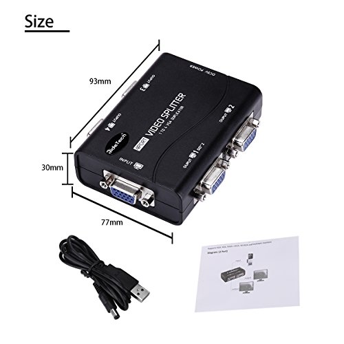 image for JideTech VGA Splitter 4 Port 1 in 4 Out USB Powered Support 1920X1400 