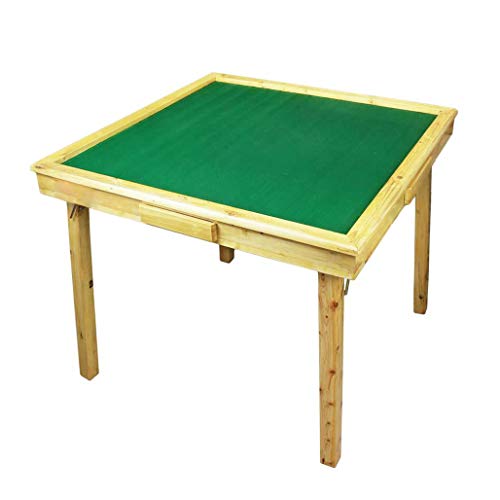 35" Mahjong Game Portable Folding Reversible Wooden Square Large Table + A Complete Set 144 Numbered X-Large Tile Mahjong for Poker/Dominoes / Card/Paigow / Mahjong Game Table with Coin Holders