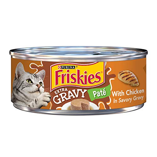 Purina Friskies Gravy Pate Wet Cat Food, Extra Gravy Pate With Chicken in Savory Gravy - (24) 5.5 oz. Cans