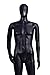 Male Full Body Durable Plastic Abstract Egg Head Mannequin with Movable Head Black (SM1 BLK)