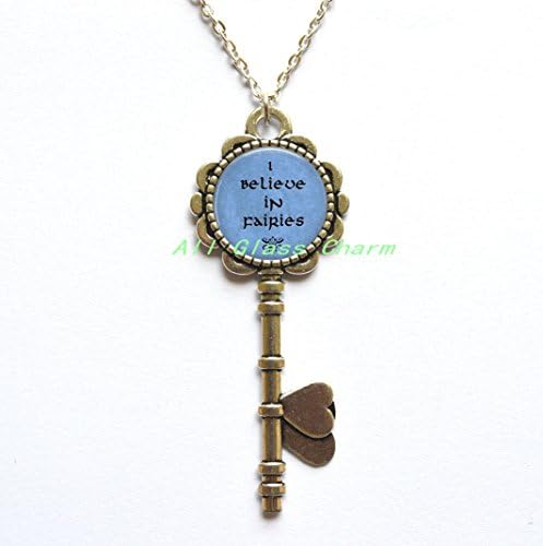 Charming Key Necklace,Beautiful Key Necklace，I Believe in Fairies Key Necklace Key Pendant - Fairy Jewelry - Fairy Lover Gift - Whimsical Quote,AS060