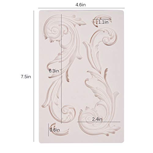 PROKITCHEN Vintage Relief Flourish Silicone Fondant Cake Topper Mold Bakery, Vintage Art Craft Decorator Bakeware Idea DIY Birthday (Collection 11)