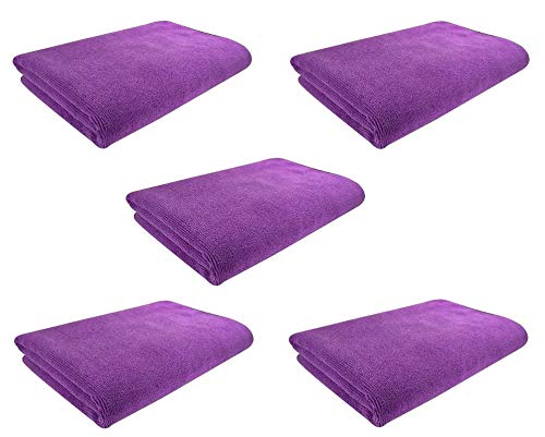 SOFTSPUN Microfiber Cloth (5pcs – 40x60cms -340GSM) Purple, Super Soft Absorbent Cleaning Towels Cleans & Polishes everything in your home.