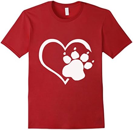 Men's Paw Prints On My Heart T-shirts - Dog Shirts for Dog Lovers XL Cranberry