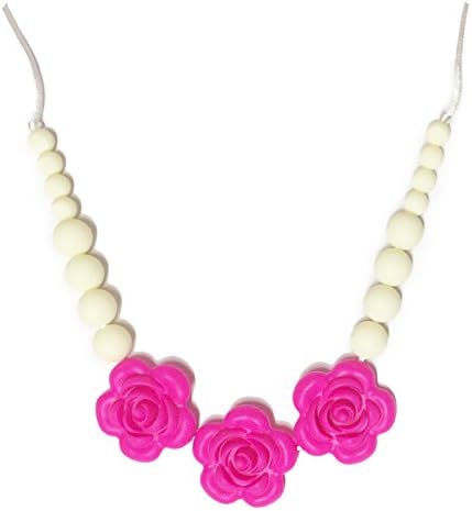 Rose Teething Necklace Nursing Necklace for Mom &amp; Baby in Silicone or for Breastfeeding Flower