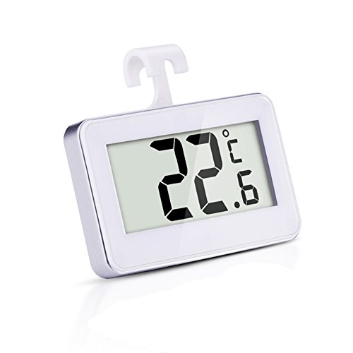 STLSTT Mini Refrigerator Thermometer  Digital Waterproof Freezer Room Thermometer with Multi-purpose Hook for Home Restaurants Bars Cafes  Indoor & outdoor with Easy to Read LCD Display