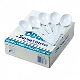 Dixie Food Plastic Tableware, Heavyweight Soup Spoons, White, 100/Box