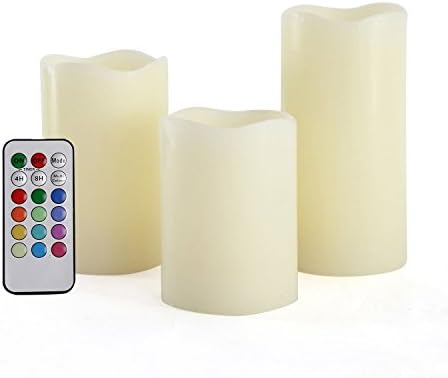 Elikeable LT Mooncandles Weatherproof Outdoor & Indoor Color Changing Flameless LED Candles with Remote Control & Timer, 3 Count