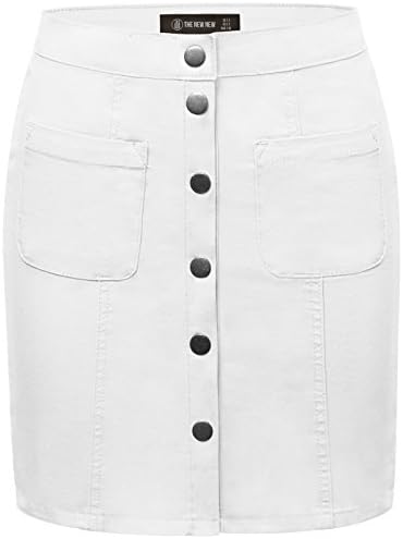 THENEWNEW Womens Front Button Down Mini Skirt WHITE SMALL