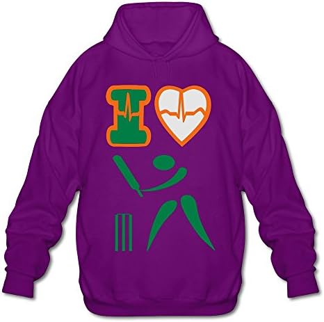 AWSY Men's I Love Cricket Long Sleeve Hoodie Purple