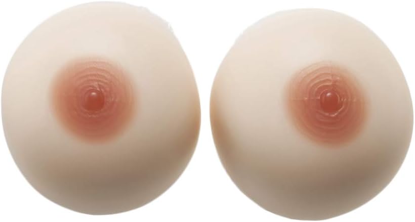 FJLOVE Round Shape Silicone Breast Forms for Crossdresser Cosplay & Prosthesis Mastectomy Patient Self-Adhesive/Pocket Bra (Nude White)