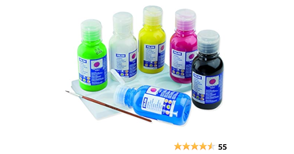 MILAN® Caja 6 botellas de témpera de colores 125 ml con pincel