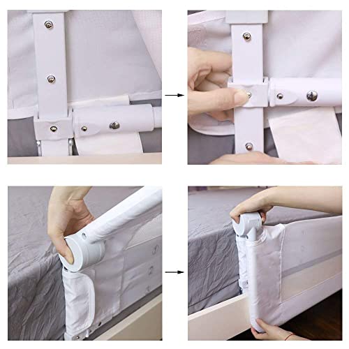 KOOLDOO Bed Rail for Toddlers, 59”ExtraLong Fold Down Tall Bed Rail