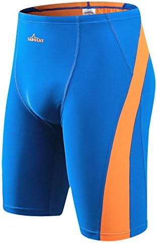 Men's UV Sun Protective Jammer Swimsuit Rapid Swim Spliced Compression Pants Wetsuit for Man Adults Summer Holiday Swimming Dark Blue XL