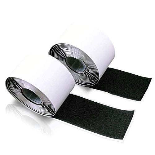 2'' Self Adhesive Hook and Loop 5 Yards Tape Fastener Sticky Back (Black) ... (2 inch by 15 Feet)