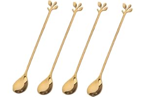 Long Handle Gold Tea Spoons, 7.4 Inch Ice Cream and Coffee Spoons, Stainless Steel Cocktail Stirring for Mixing, Milkshake Co