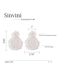 Statement Drop Bead Earrings for Women Handmade Bohemian Beaded Round Earrings for Party Daily Gift for Mother Day Girlfriends Sister with Gift Box