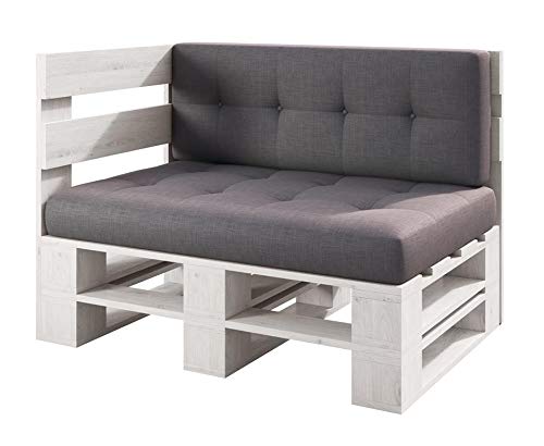 sunnypillow Palettenmöbel Europaletten Indoor und Outdoor Lounge Gartenmöbel Holz Gartenmöbel Set Lounge Möbel Terrasse Balkon Loft Stil Paletten | Weiß Eckbank 120x60cm Höhe: 30cm