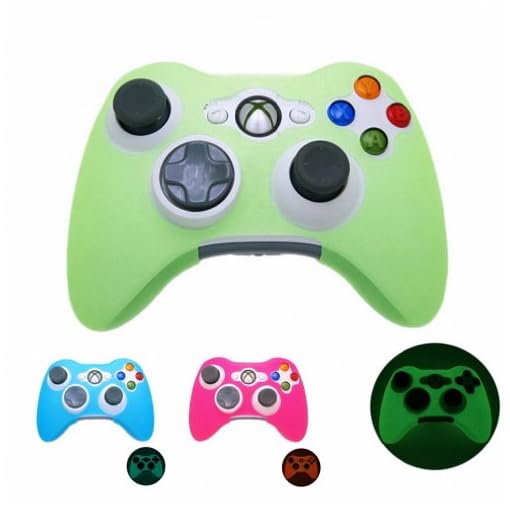 GREEN GLOW in DARK Xbox 360 Game Controller Silicone Case Skin Protector Cover (Many Colors Available)