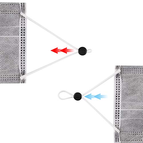 MOTOBA Adjustable Elastic Cord Lock Silicone Toggle Adjuster Non Slip Stopper for Drawstrings, Elastic Bands, Sewing (Black,100pcs)