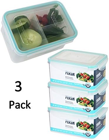Bento Box for Kids - Divided Lunch Containers - with 3 Removable Compartment Food Prep Portion Control Premium Quality BPA Free Lunch Boxes - 37 oz. (1.1 L) - Pack of 3