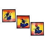 INDRICO-Handmade-3D-Tribal-Art-Clay-Wall-Hanging-Decor-for-Living-Room-MDF-Multi-Color-Pack-of-3