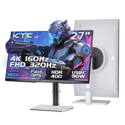 KTC 27 Zoll 4K Gaming Monitor, Dual Mode 4K 160Hz / FHD 320Hz, Fast IPS, 1ms GTG, HDR400, Adaptive Sync, 125% sRGB, 97% DCI-P3, ΔE<2, USB-C 90W, KVM,