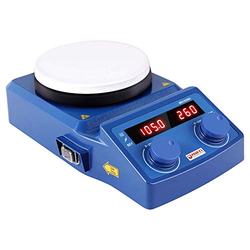 Four E's 5 Inch LED Digital Hotplate Magnetic Stirrer with Ceramic Coated Plate 100-1500RPM,5L, 600W for Scientific Laboratory - US Plug (Renewed)