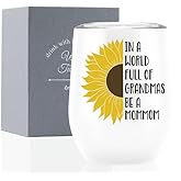 Onebttl Mommom Gifts, Sunflower Grandma Gifts, 12oz Stainless Steel Insulated Tumbler for Sunflower Lovers, Perfect for Mother's Day, Birthday
