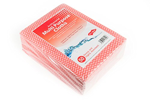 We Can Source It Ltd – Pack of 50 Antibacterial Cleaning Cloths – Reusable, Absorbent & Durable Medium Size – Multi-Purpose Wipes in Red, Yellow, Green & Blue for Home, Kitchen & Commercial Use