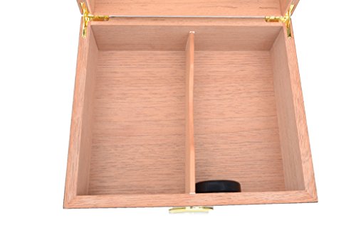 Maypes Desktop Humidor w/Hygrometer – Holds 25-50 Cigars – Cigar Aficionado Set Includes: Tempered Glass Top, Hygrometer, Dehumidifier, Divider – Interior: Spanish Cedar – Exterior: Mahogany Finish